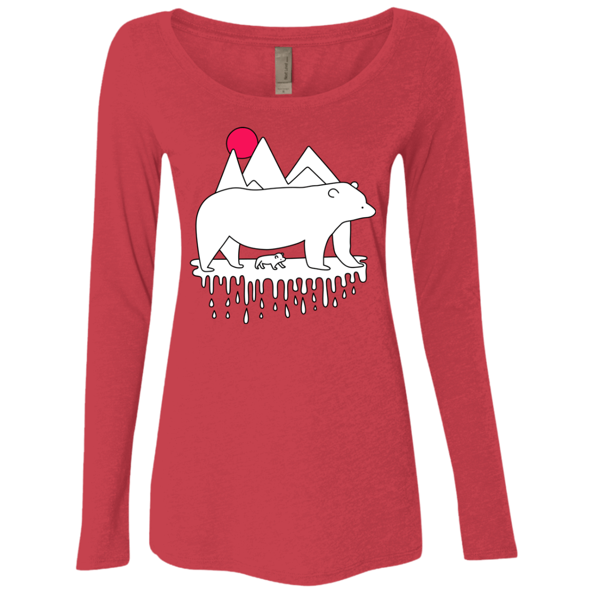 T-Shirts Vintage Red / S Polar Bear Family Women's Triblend Long Sleeve Shirt
