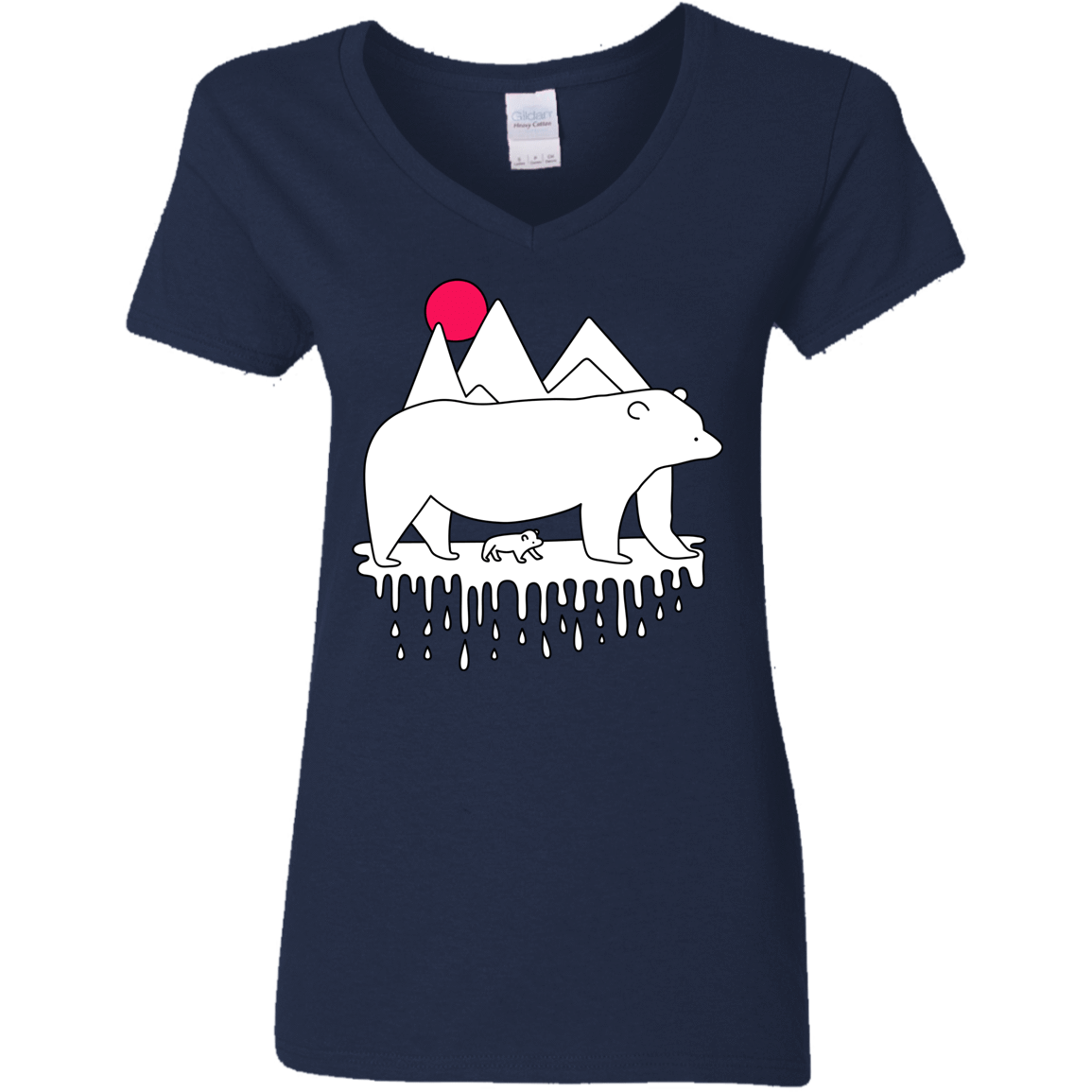 T-Shirts Navy / S Polar Bear Family Women's V-Neck T-Shirt