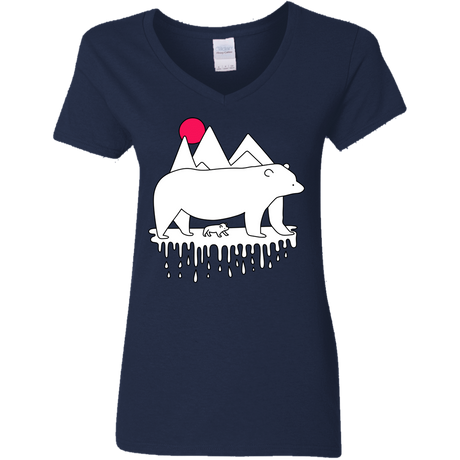 T-Shirts Navy / S Polar Bear Family Women's V-Neck T-Shirt