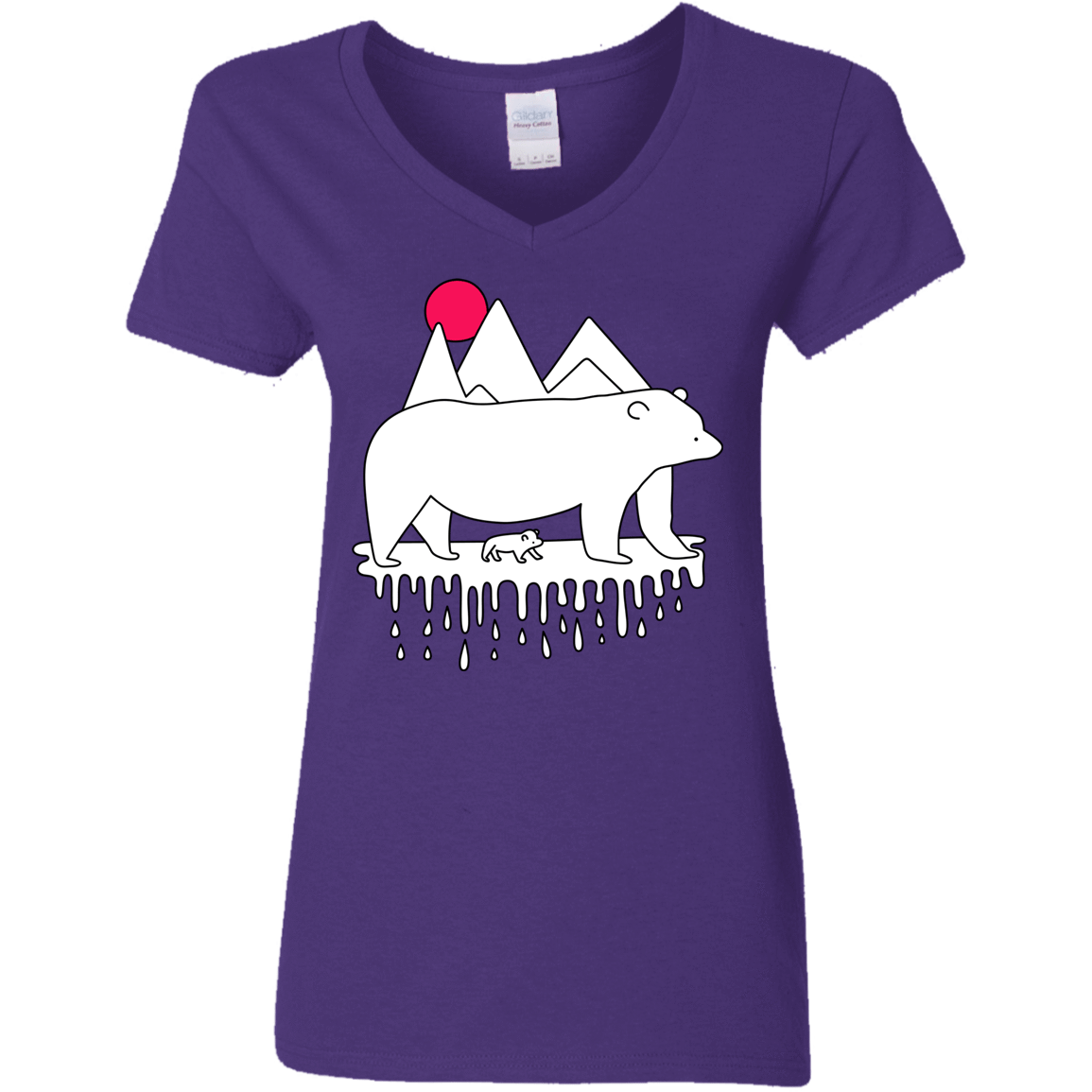 T-Shirts Purple / S Polar Bear Family Women's V-Neck T-Shirt