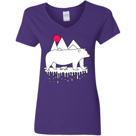 T-Shirts Purple / S Polar Bear Family Women's V-Neck T-Shirt