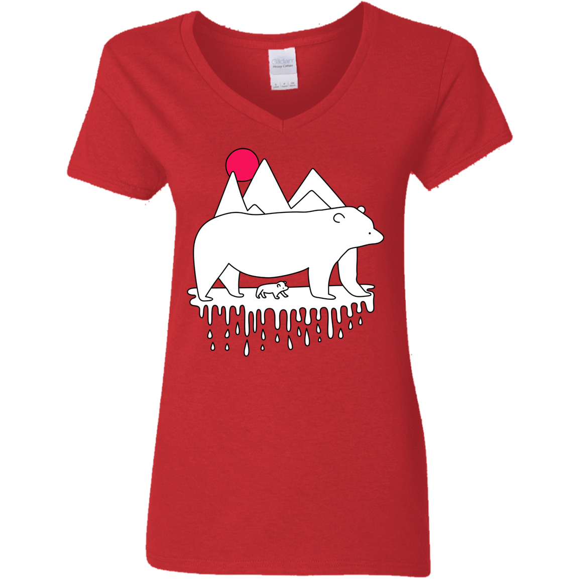 T-Shirts Red / S Polar Bear Family Women's V-Neck T-Shirt