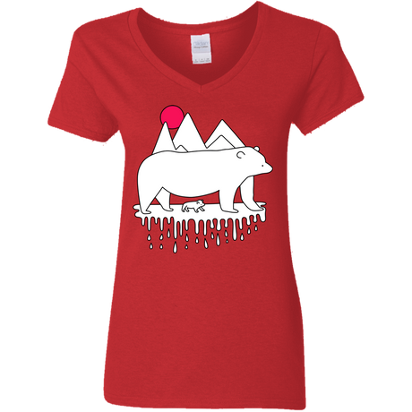 T-Shirts Red / S Polar Bear Family Women's V-Neck T-Shirt