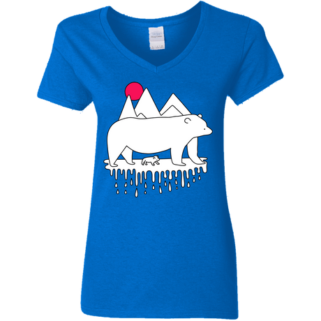 T-Shirts Royal / S Polar Bear Family Women's V-Neck T-Shirt