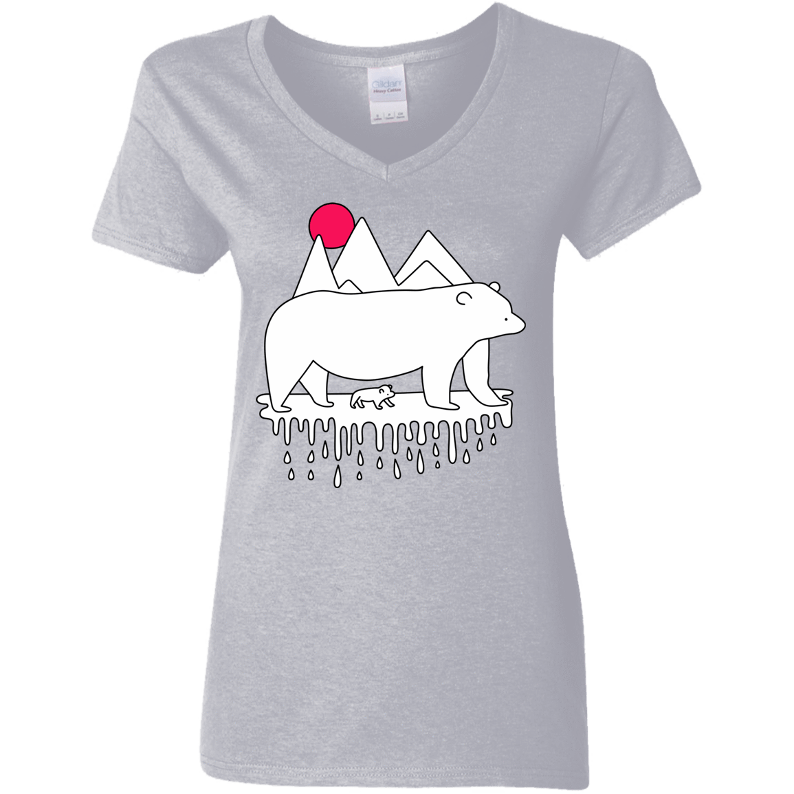 T-Shirts Sport Grey / S Polar Bear Family Women's V-Neck T-Shirt