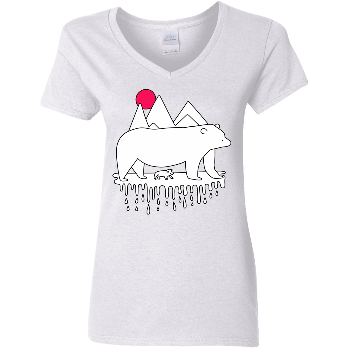 T-Shirts White / S Polar Bear Family Women's V-Neck T-Shirt