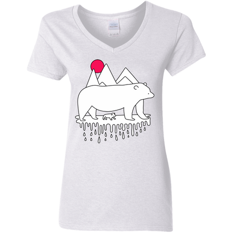 T-Shirts White / S Polar Bear Family Women's V-Neck T-Shirt