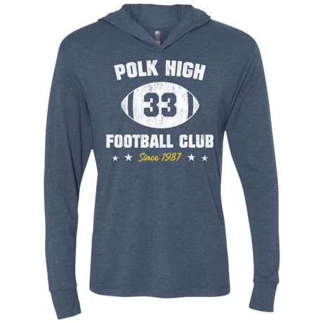 T-Shirts Indigo / X-Small Polk High Football Triblend Long Sleeve Hoodie Tee