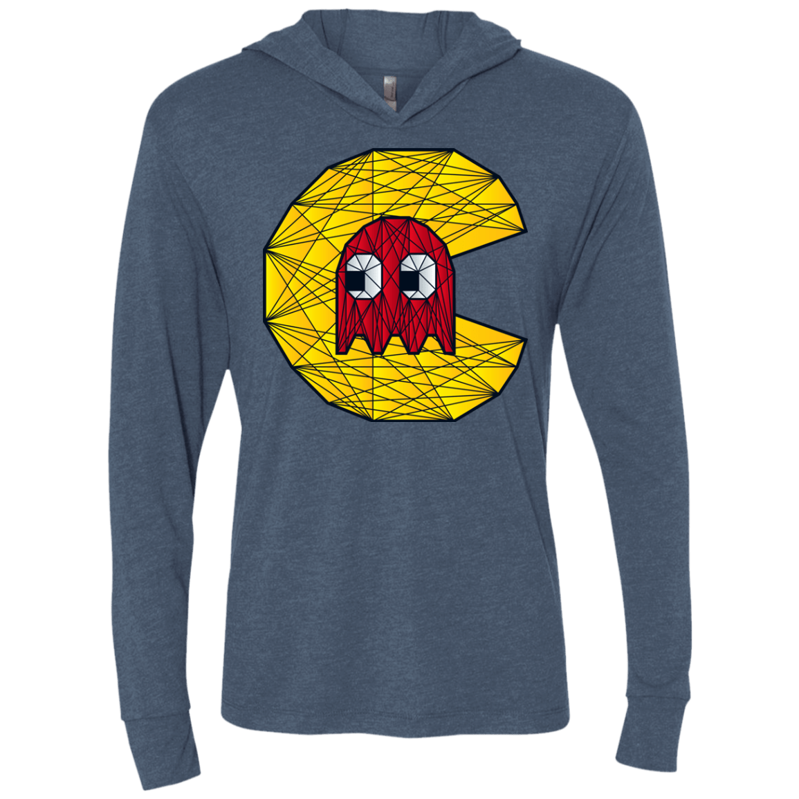 T-Shirts Indigo / X-Small Poly Pac Man Triblend Long Sleeve Hoodie Tee