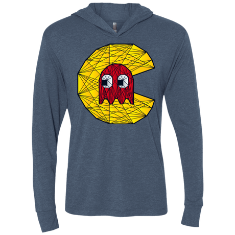 T-Shirts Indigo / X-Small Poly Pac Man Triblend Long Sleeve Hoodie Tee