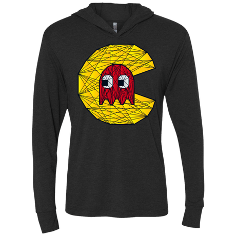 T-Shirts Vintage Black / X-Small Poly Pac Man Triblend Long Sleeve Hoodie Tee