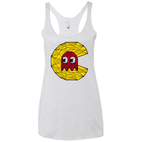 T-Shirts Heather White / X-Small Poly Pac Man Women's Triblend Racerback Tank
