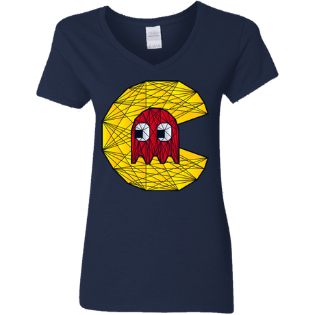 T-Shirts Navy / S Poly Pac Man Women's V-Neck T-Shirt