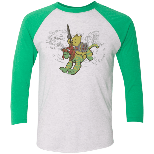 T-Shirts Heather White/Envy / X-Small Poohwah of Grayzkull Men's Triblend 3/4 Sleeve