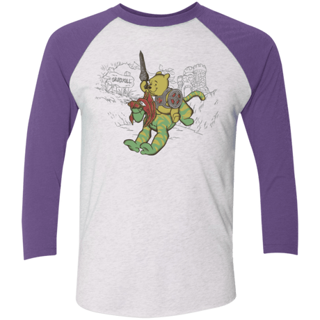 T-Shirts Heather White/Purple Rush / X-Small Poohwah of Grayzkull Men's Triblend 3/4 Sleeve