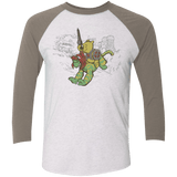 T-Shirts Heather White/Vintage Grey / X-Small Poohwah of Grayzkull Men's Triblend 3/4 Sleeve