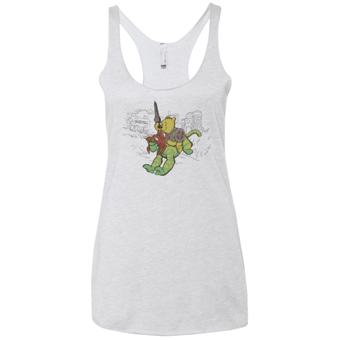T-Shirts Heather White / X-Small Poohwah of Grayzkull Women's Triblend Racerback Tank