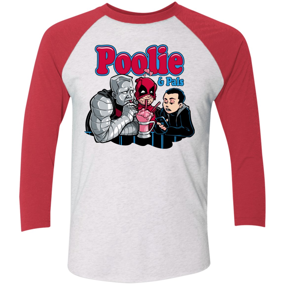 T-Shirts Heather White/Vintage Red / X-Small Poolie Men's Triblend 3/4 Sleeve