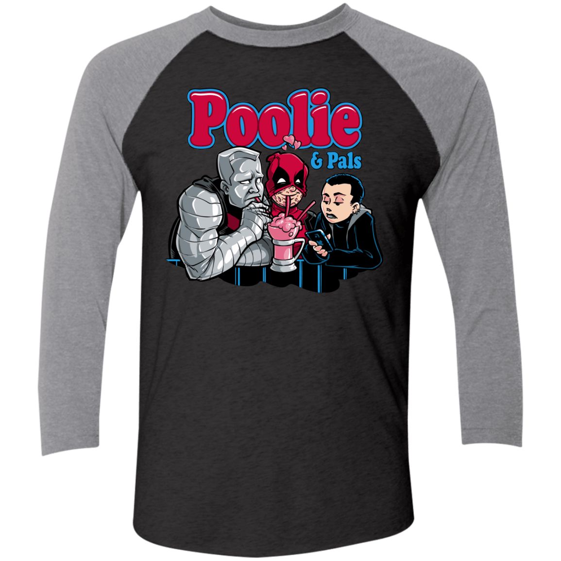 T-Shirts Vintage Black/Premium Heather / X-Small Poolie Men's Triblend 3/4 Sleeve