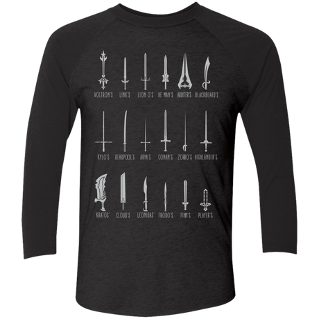 T-Shirts Vintage Black/Vintage Black / X-Small POPULAR SWORDS Men's Triblend 3/4 Sleeve