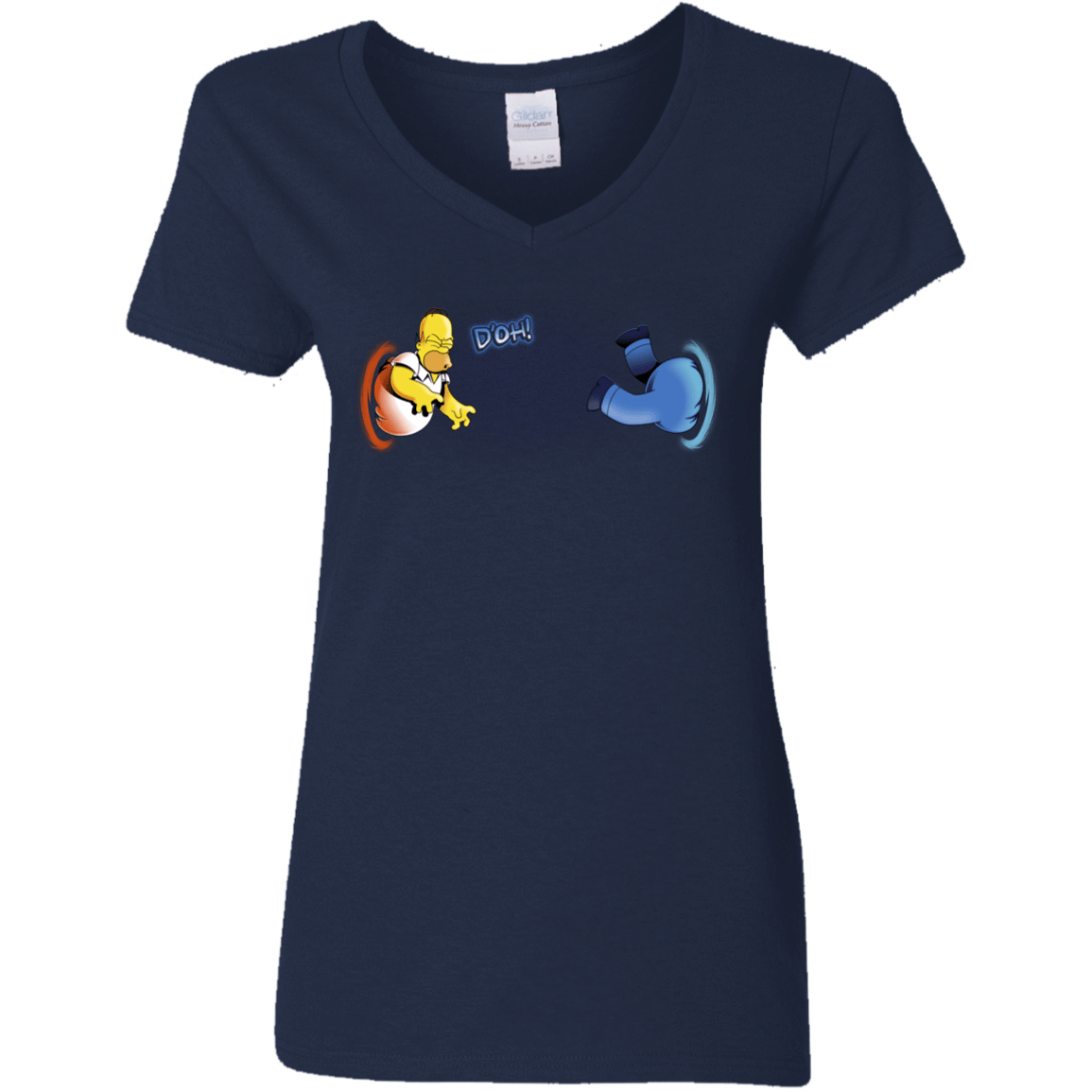 T-Shirts Navy / S Portal D'oh Women's V-Neck T-Shirt