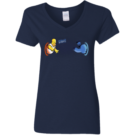 T-Shirts Navy / S Portal D'oh Women's V-Neck T-Shirt