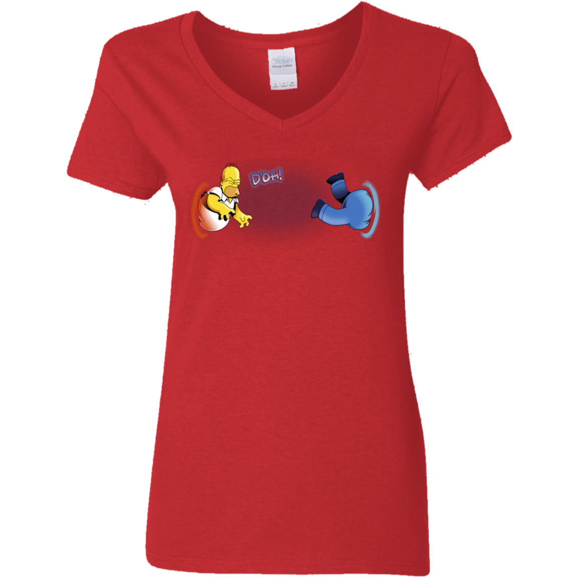 T-Shirts Red / S Portal D'oh Women's V-Neck T-Shirt