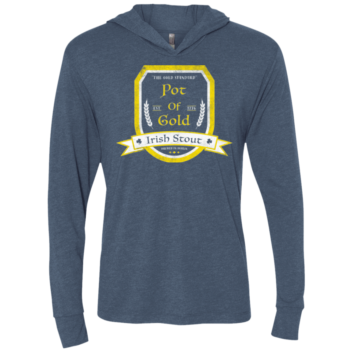 T-Shirts Indigo / X-Small Pot of Gold Irish Stout Triblend Long Sleeve Hoodie Tee