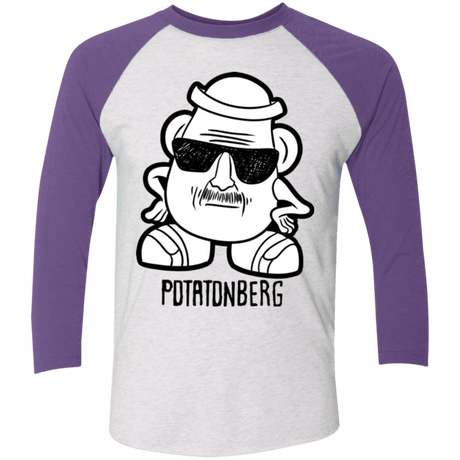 T-Shirts Heather White/Purple Rush / X-Small Potatonberg Men's Triblend 3/4 Sleeve