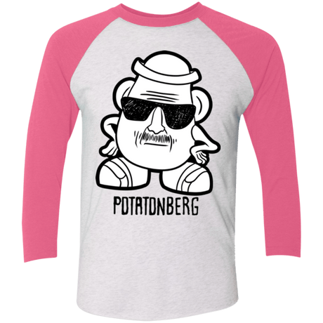 T-Shirts Heather White/Vintage Pink / X-Small Potatonberg Men's Triblend 3/4 Sleeve