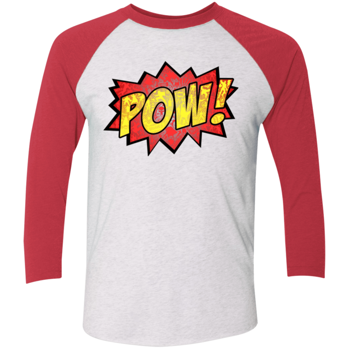T-Shirts Heather White/Vintage Red / X-Small pow Men's Triblend 3/4 Sleeve