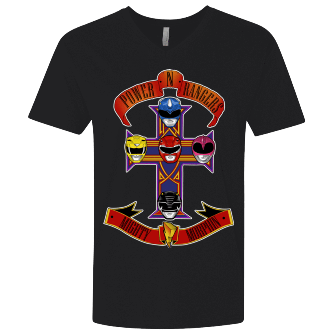 T-Shirts Black / X-Small Power N Rangers Men's Premium V-Neck