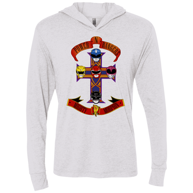 T-Shirts Heather White / X-Small Power N Rangers Triblend Long Sleeve Hoodie Tee