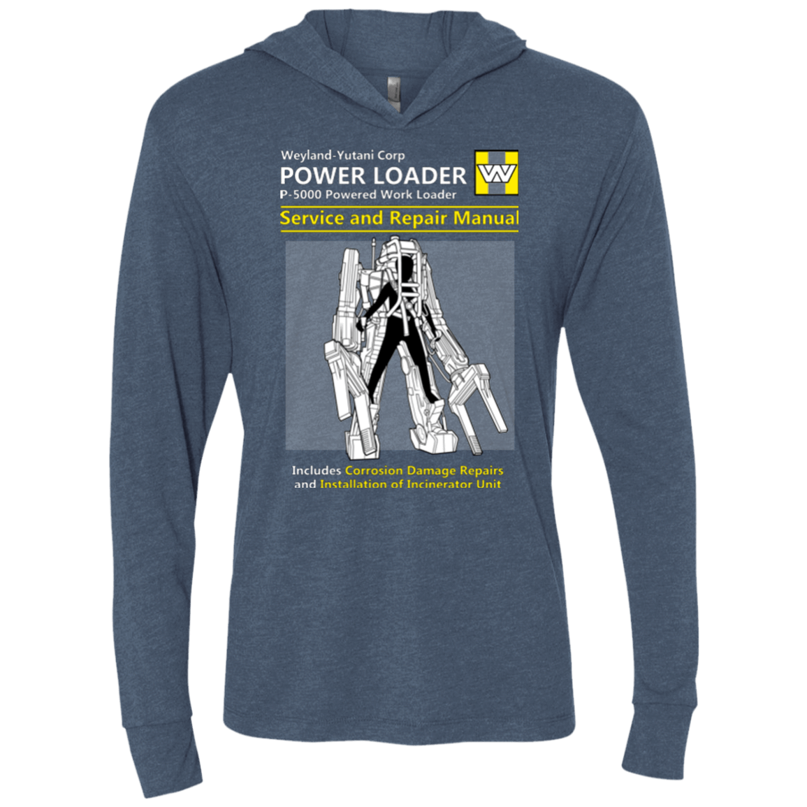 T-Shirts Indigo / X-Small POWERLOADER SERVICE AND REPAIR MANUAL Triblend Long Sleeve Hoodie Tee
