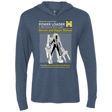 T-Shirts Indigo / X-Small POWERLOADER SERVICE AND REPAIR MANUAL Triblend Long Sleeve Hoodie Tee