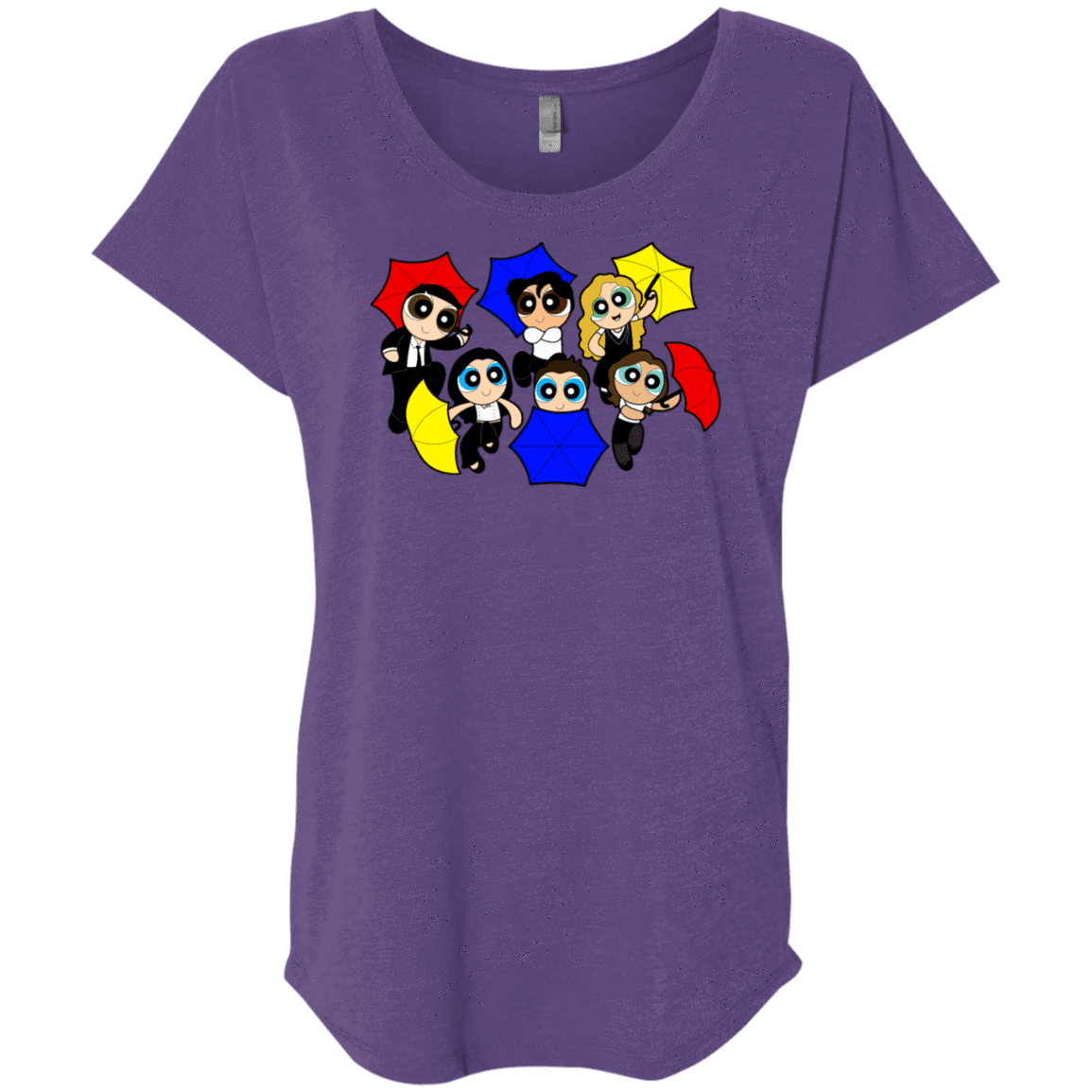 T-Shirts Purple Rush / X-Small Powerpuff Friends Triblend Dolman Sleeve