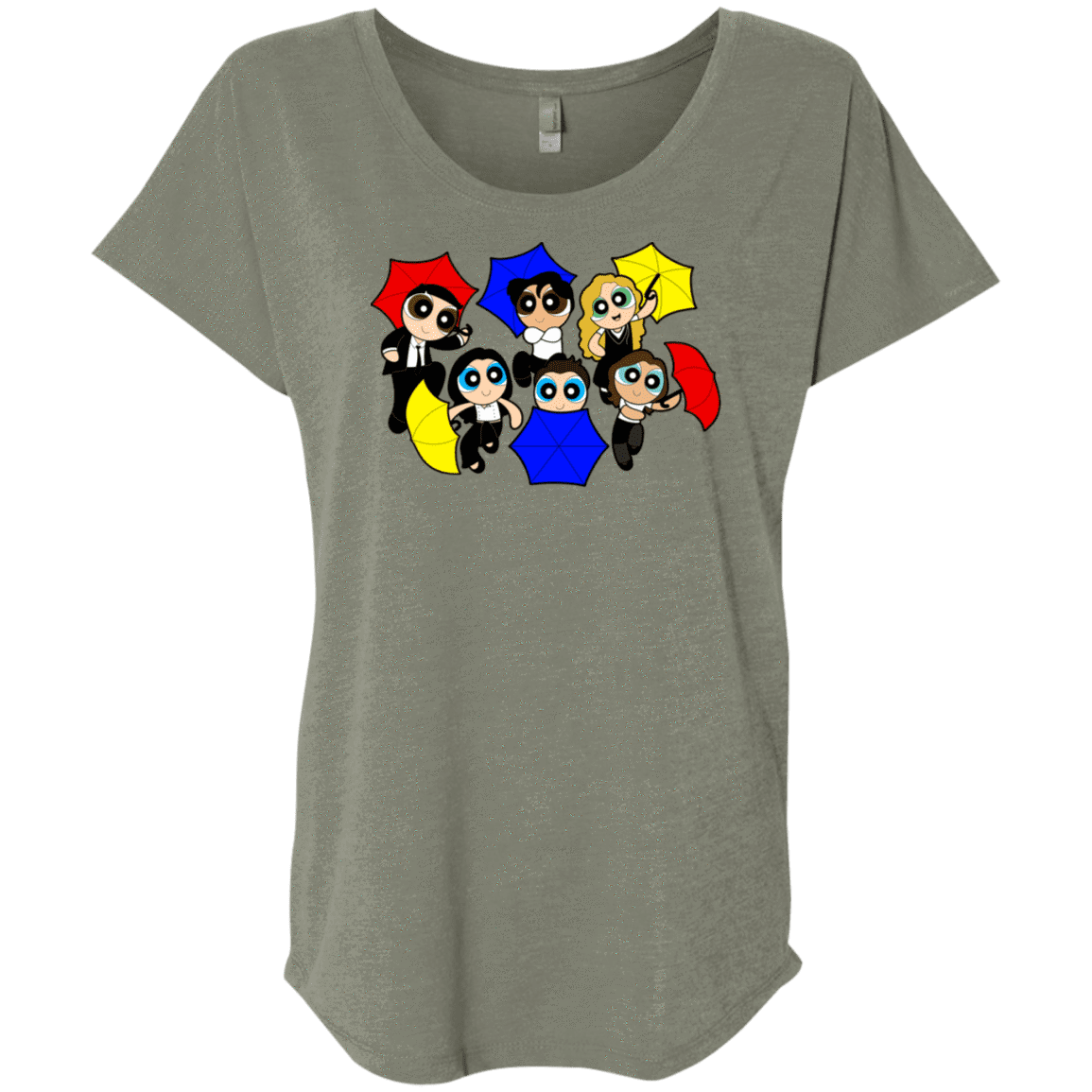 T-Shirts Venetian Grey / X-Small Powerpuff Friends Triblend Dolman Sleeve