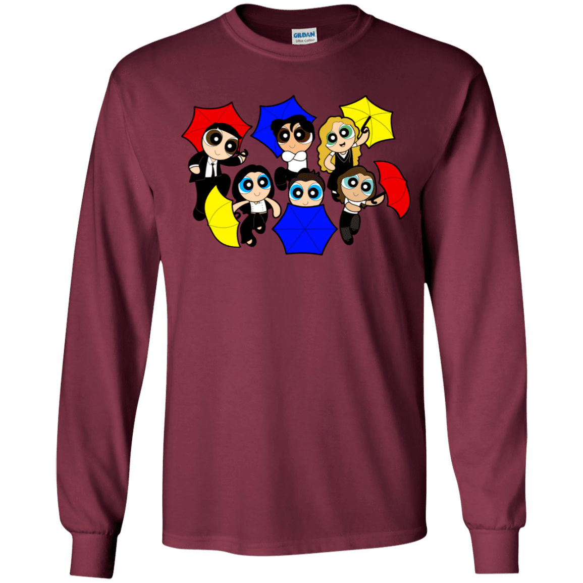 T-Shirts Maroon / YS Powerpuff Friends Youth Long Sleeve T-Shirt