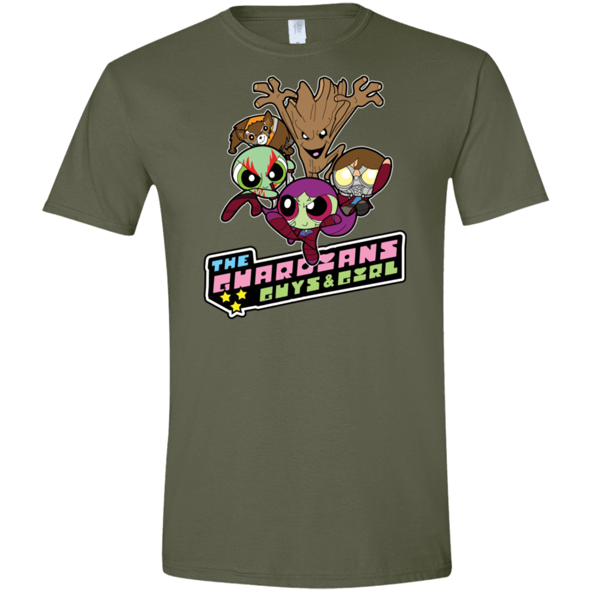 T-Shirts Military Green / S Powerpuff Guardians Men's Semi-Fitted Softstyle