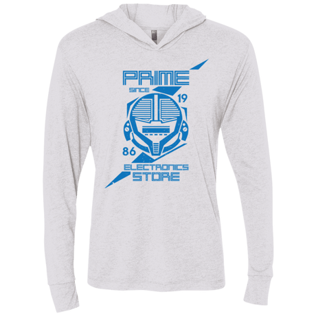 T-Shirts Heather White / X-Small Prime electronics Triblend Long Sleeve Hoodie Tee