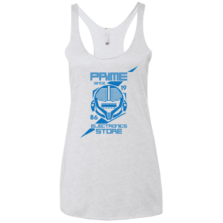 T-Shirts Heather White / X-Small Prime electronics Women's Triblend Racerback Tank