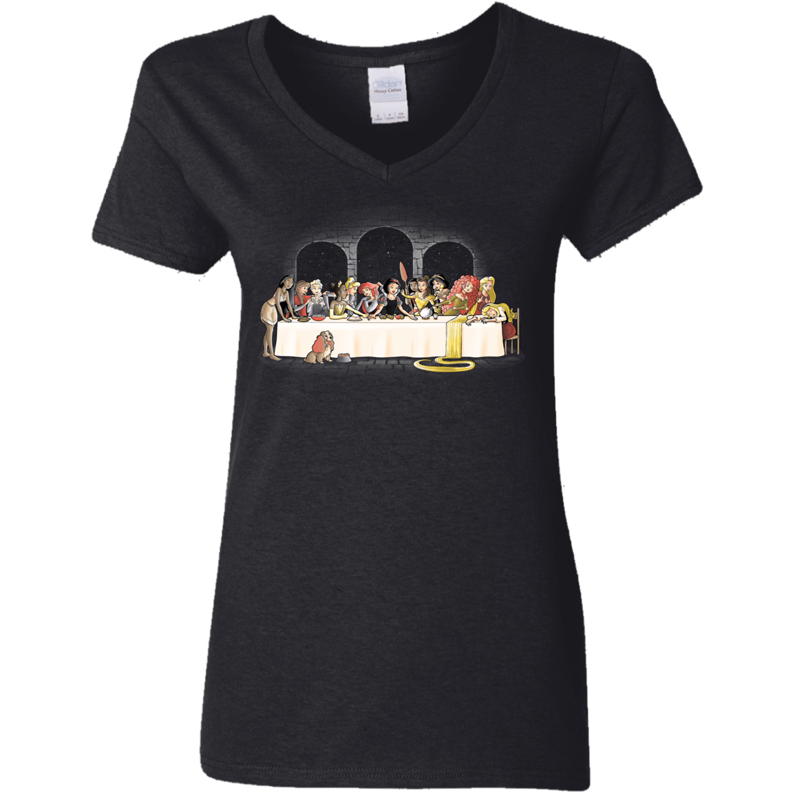 T-Shirts Black / S Princess Dinner (2) Women's V-Neck T-Shirt