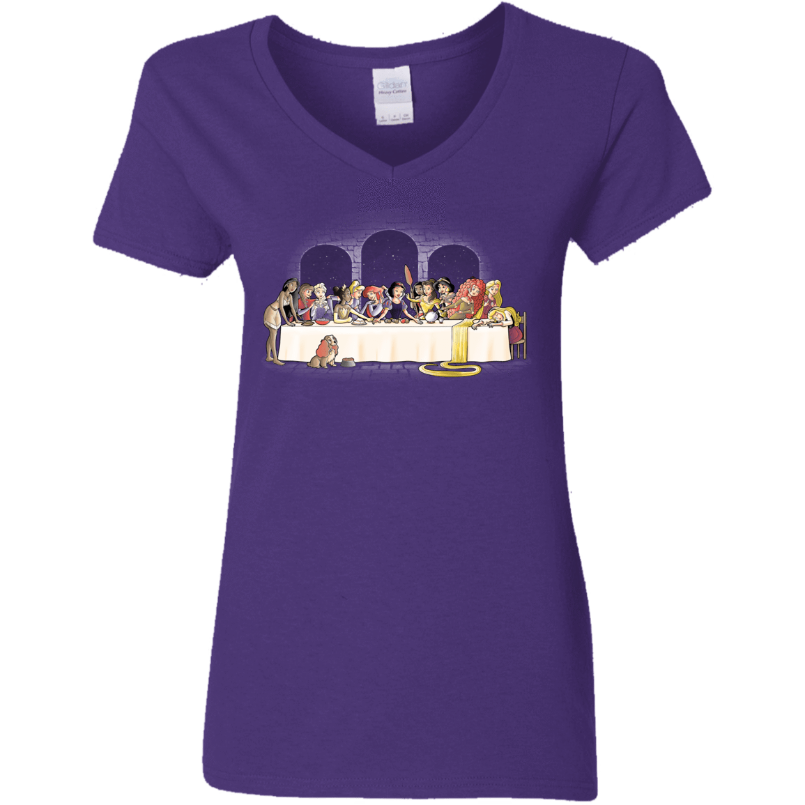 T-Shirts Purple / S Princess Dinner (2) Women's V-Neck T-Shirt