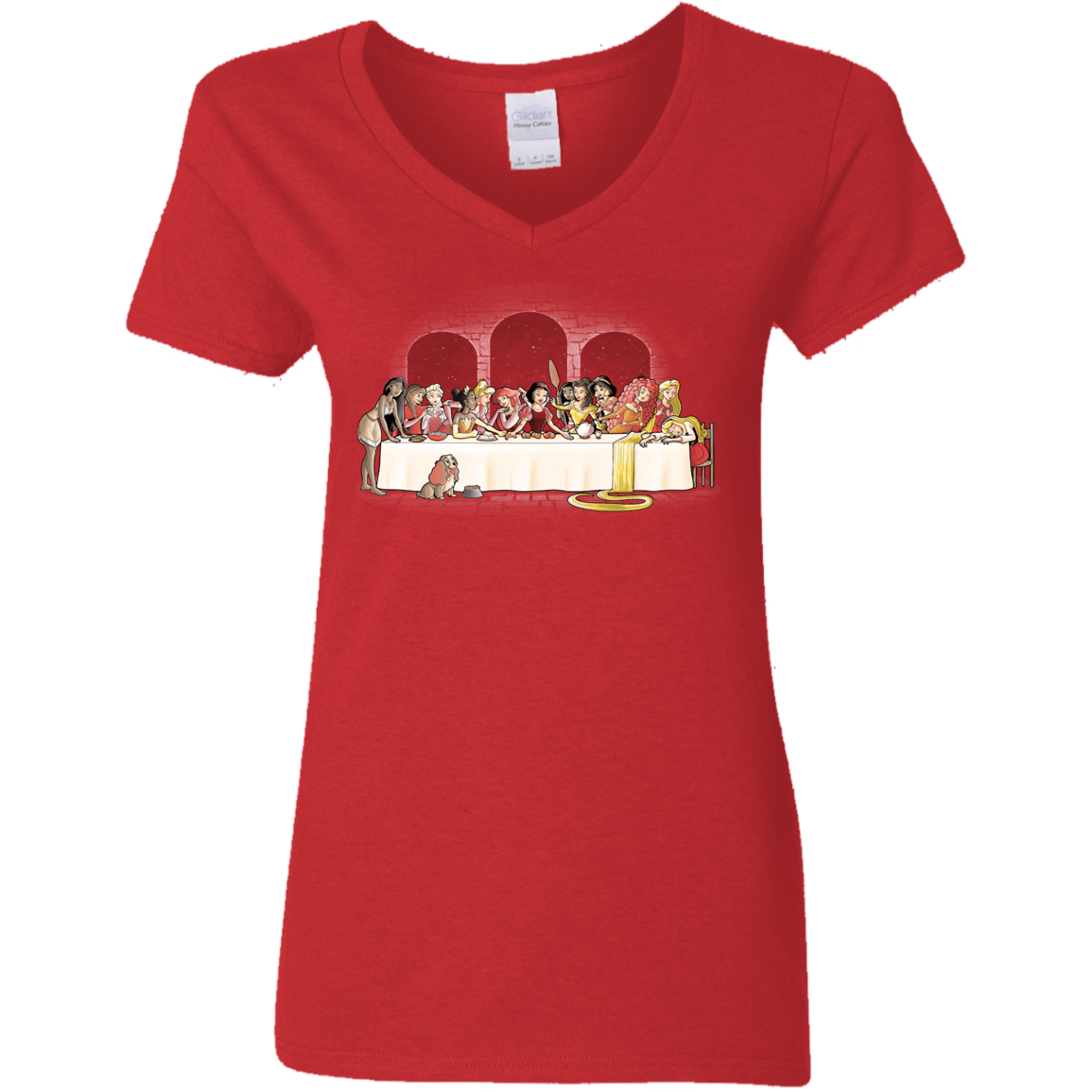 T-Shirts Red / S Princess Dinner (2) Women's V-Neck T-Shirt