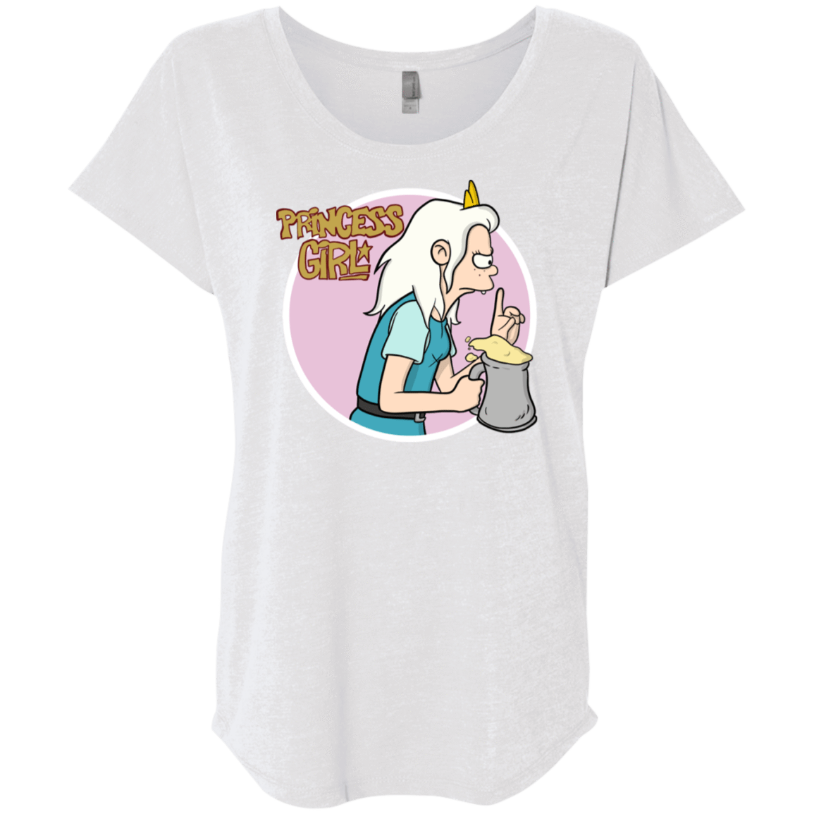 T-Shirts Heather White / X-Small Princess Girl Triblend Dolman Sleeve