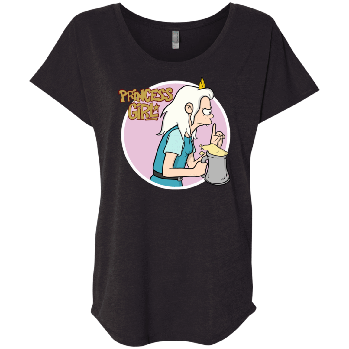 T-Shirts Vintage Black / X-Small Princess Girl Triblend Dolman Sleeve