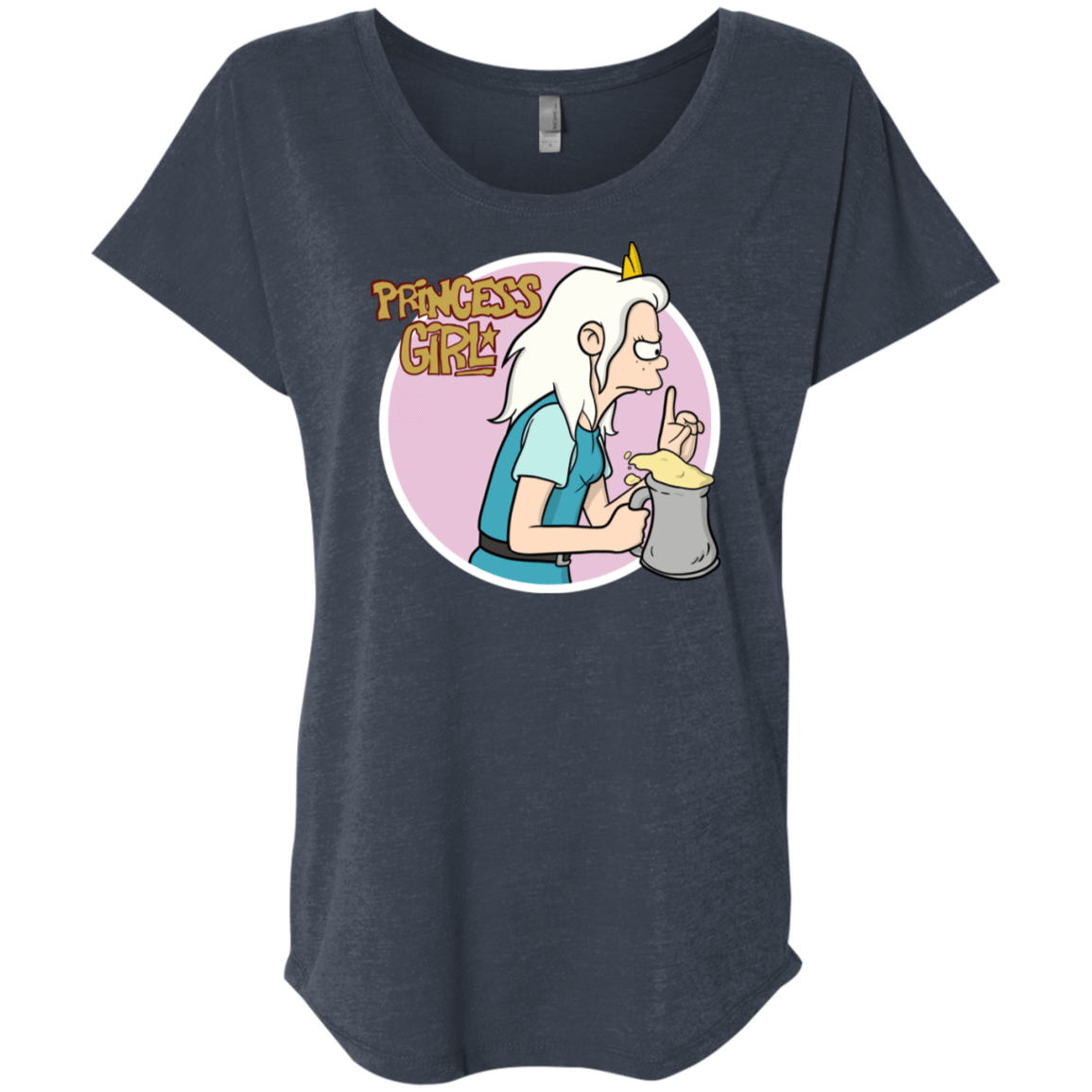 T-Shirts Vintage Navy / X-Small Princess Girl Triblend Dolman Sleeve