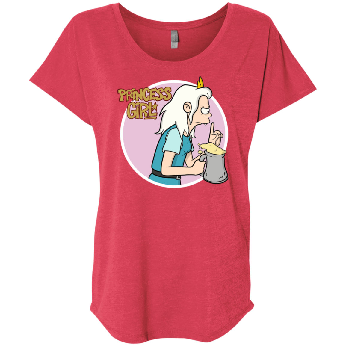 T-Shirts Vintage Red / X-Small Princess Girl Triblend Dolman Sleeve