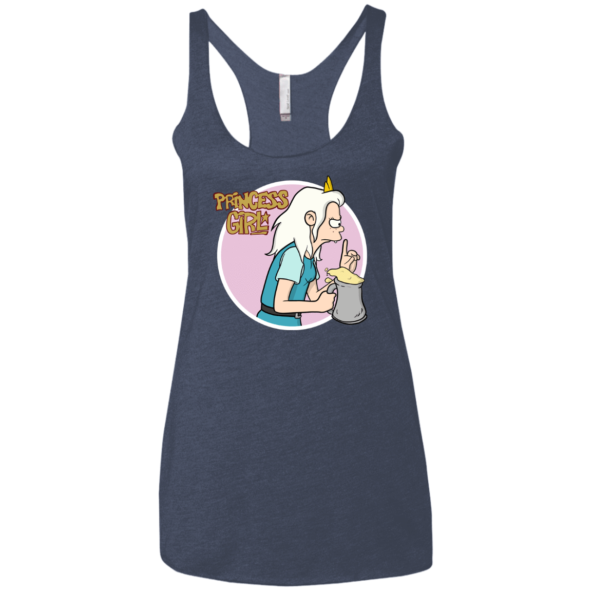 T-Shirts Vintage Navy / X-Small Princess Girl Women's Triblend Racerback Tank