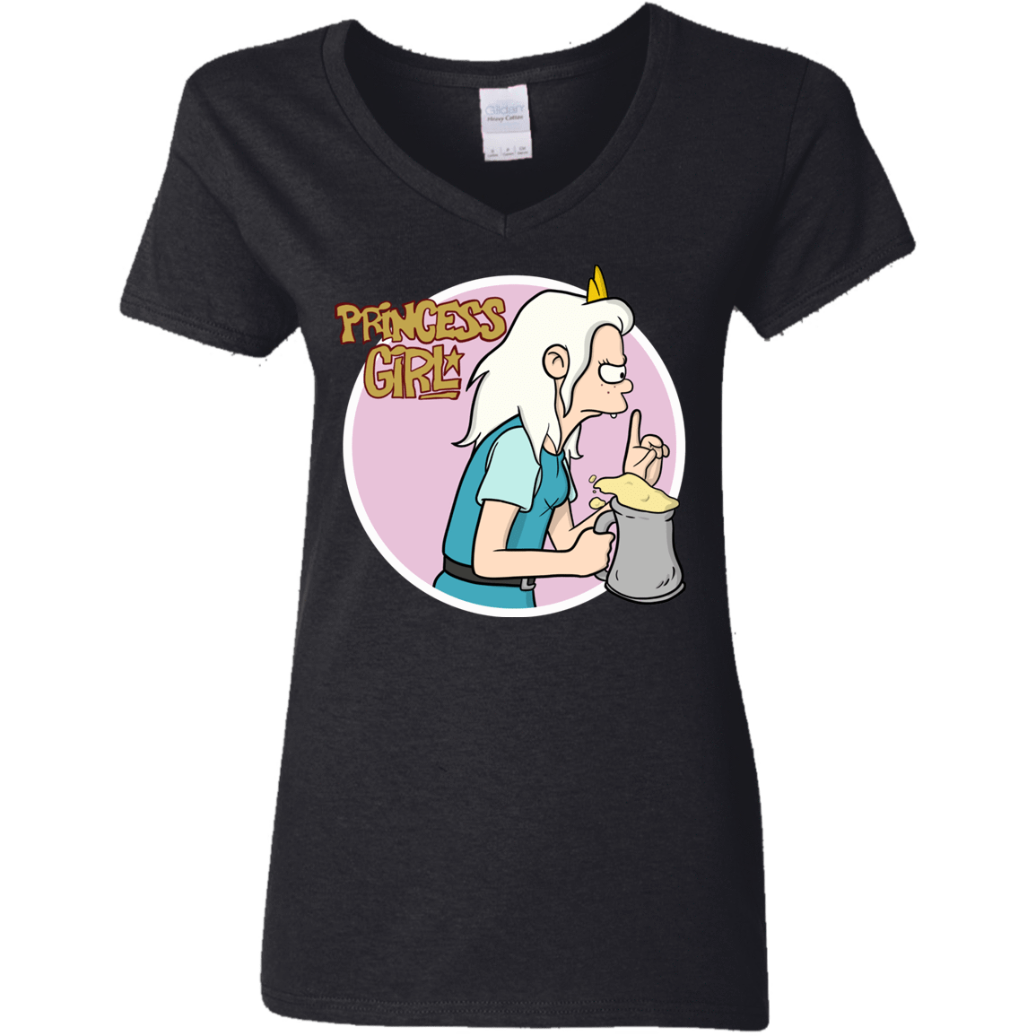 T-Shirts Black / S Princess Girl Women's V-Neck T-Shirt